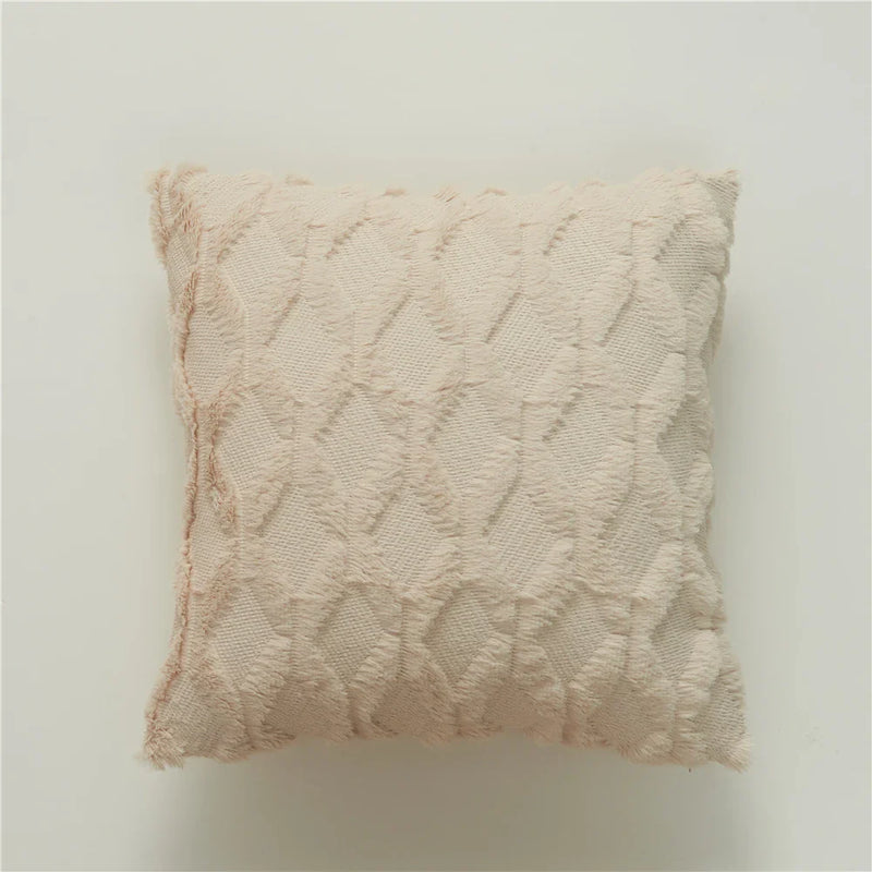 Geometric Plush Pillow Cover for Sofa, Nordic Home Decor by Axyaa