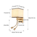 Axyaa Black White Coffee Flax Fabric Wall Sconce with USB Port and Switch