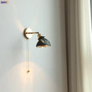 Axyaa Green Glass LED Wall Lights with Pull Chain Switch