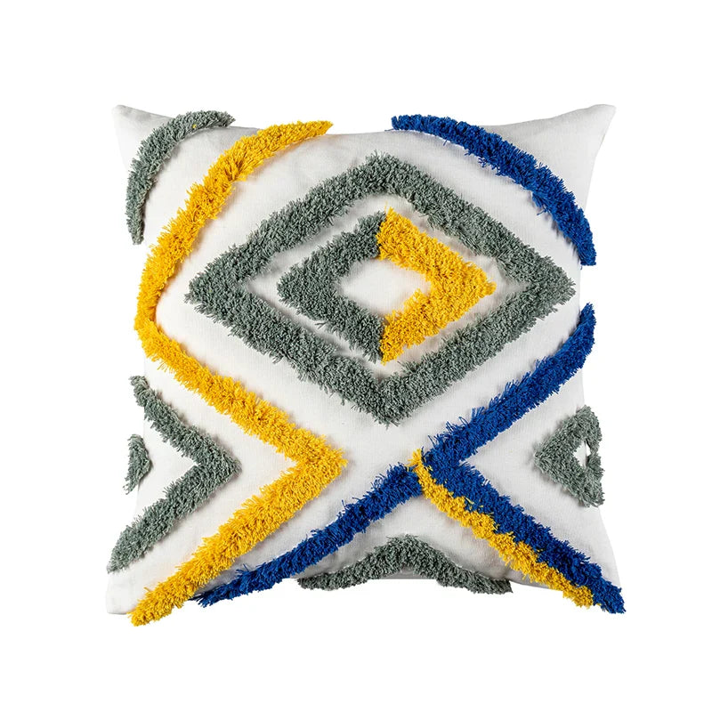 Beige Grey Tufted Coral Pillow Cover by Axyaa for Stylish Home Decor