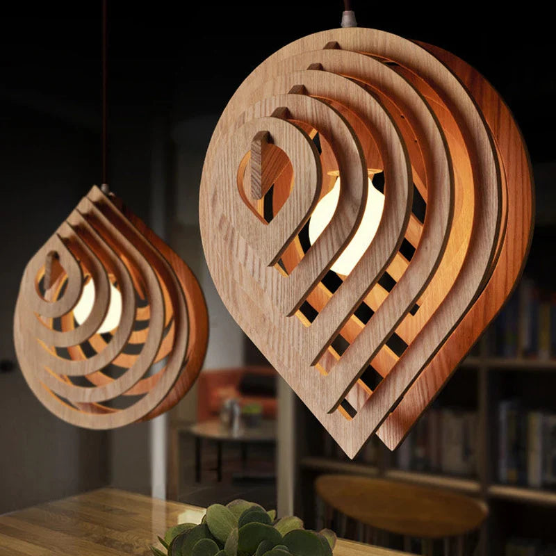 Axya Wooden Water Drop Pendant Light - Nordic Style Home Lighting