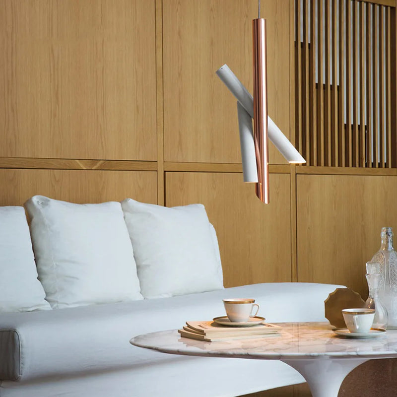 Axyaa Rose Gold Tubes Pendant Light | Modern Designer Lamp