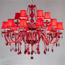Axyaa Luxury Crystal Candle Chandelier Red LED Light Fixtures