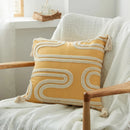 Axyaa Embroidered Cotton Linen Cushion Cover, 45x45cm, Yellow Beige Pink, Home Decor