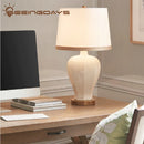Axyaa White Ceramic Table Lamp - Classic American Design for Home Décor