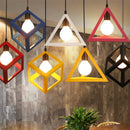 Axyaa Nordic LED Pendant Light Cube Triangle Iron Lamp for Home Decor
