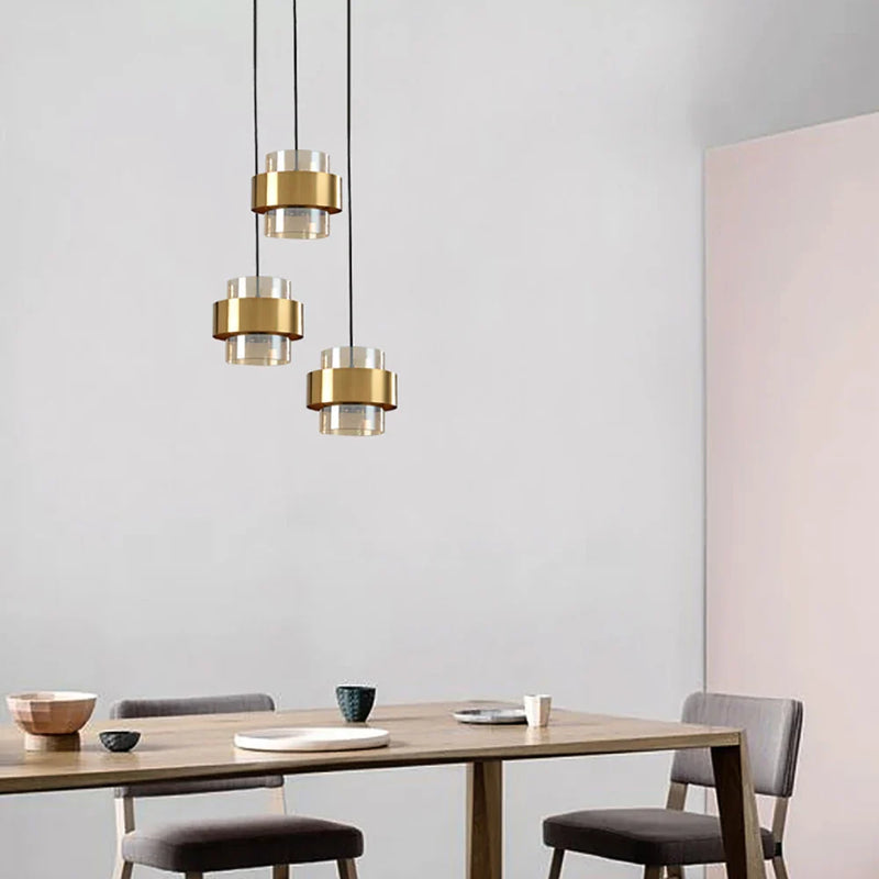 Axyaa Nordic Gold Glass LED Pendant Lights - Modern Luxury Bedside and Bar Lighting Decor