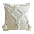 Axyaa Ivory Cushion Cover - Boho Style Tuft Tassels - Home Decor - Neutral Bedroom