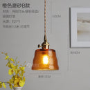 Axyaa Mini Green Glass LED Pendant Light - Japanese Style Nordic Copper Hanging Lamp