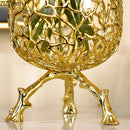 Axyaa Glass Vase with Golden Metal Branches Stand for Hydroponic Flower Arrangement