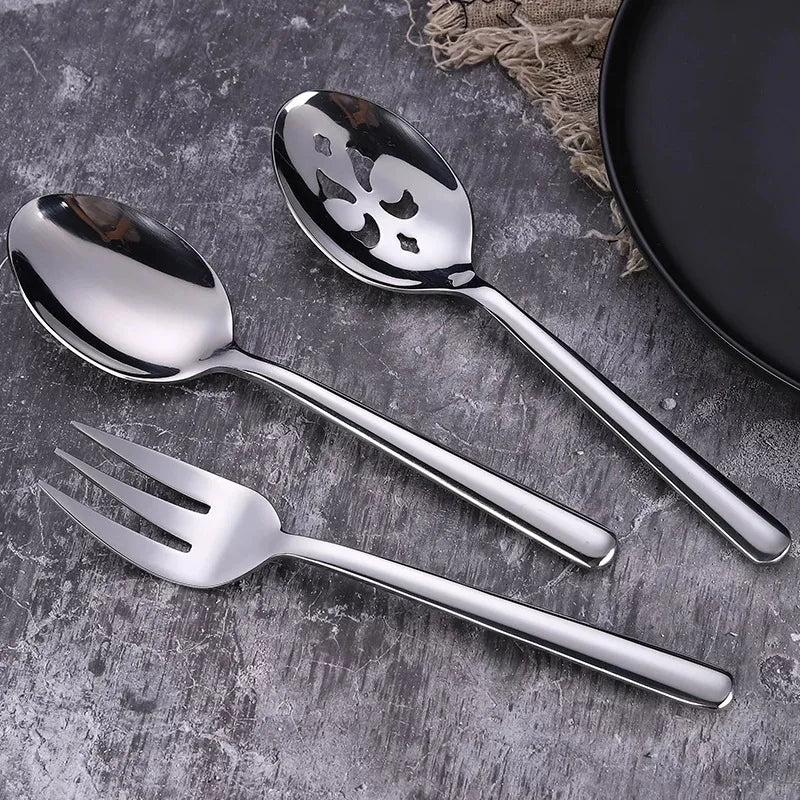 Axyaa Stainless Steel Salad Serving Spoon Set for Western Tableware