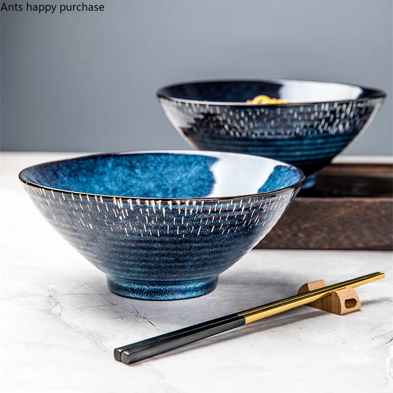 Axya Blue Ceramic Soup Bowl Set for Elegant Dining and Serving