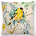 Axyaa Bird Watercolor Cotton Linen Cushion Cover- Hummingbird Goldfinch Chickadee Cardinal Kingfisher