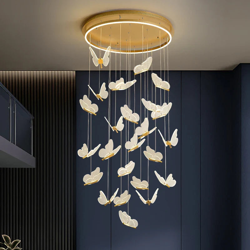 Axyaa Butterfly Chandelier: LED Pendant Light for Living Room and Staircase