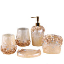 Axya Floral Bathroom Set: Soap Dispenser, Cup, Toothbrush Holder, Toilet Brush