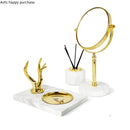 Axya Marble Bathroom Set with Mirror Tray, Tissue Box & Jewelry Rack