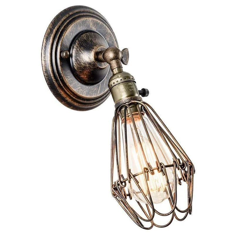 Axya Rustic Industrial Cage Wall Sconce Adjustable LED Light Fixture