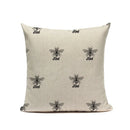 Axyaa Bee Pattern Linen Cushion Cover - Nordic Decorative Throw Pillow Case