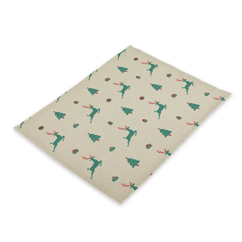 Axyaa Christmas Table Set: Placemats, Napkins, Coasters, Kitchen Cloth.