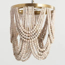 Axyaa Wooden Beaded Chandelier: Fringe Hanging Light for Kitchen, Baby Kids Room, Bedroom