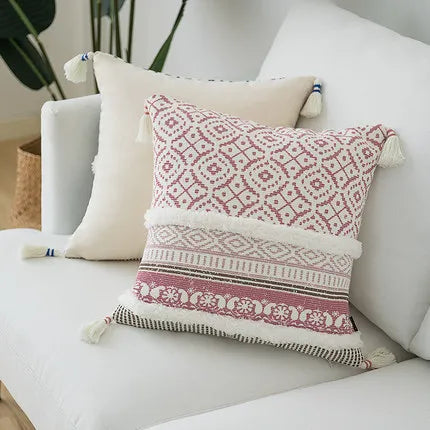 Moroccan Style Tassel Cushion Cover 45x45cm for Home Decor Sofa Bed - Axyaa