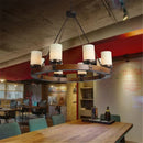 Axyaa Retro Village Wood Iron Ceiling Chandelier - Unique Industrial Lighting