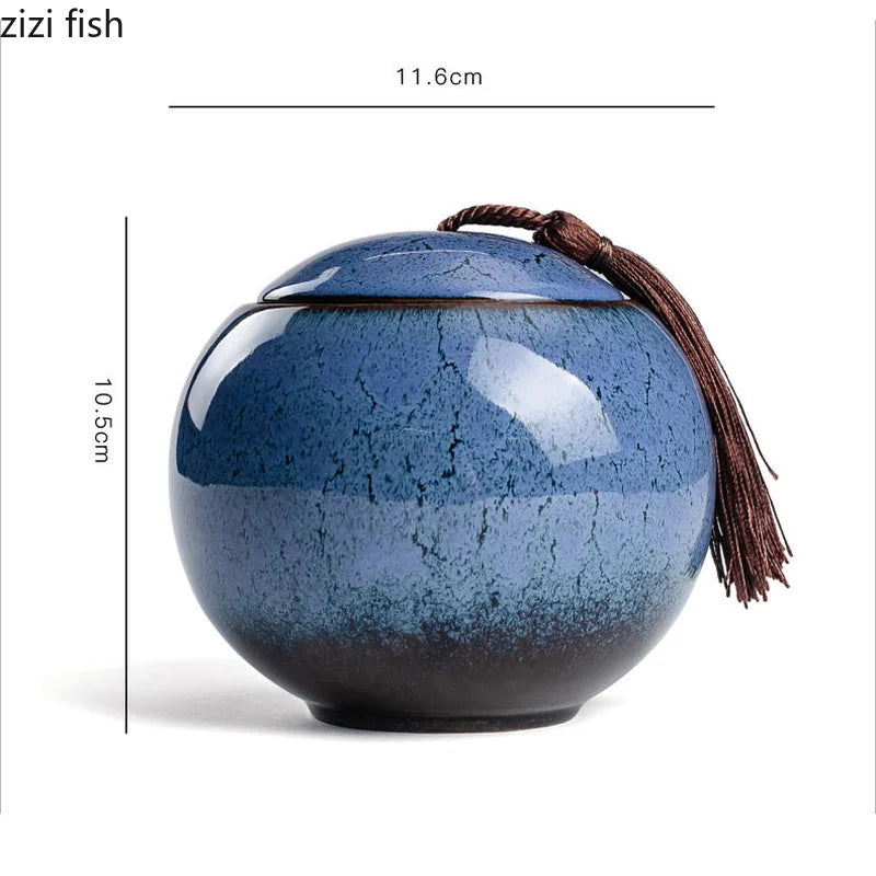 Axya Ceramic Tea Caddy Household Set - Large Capacity, Sealed Storage, Moisture-proof.