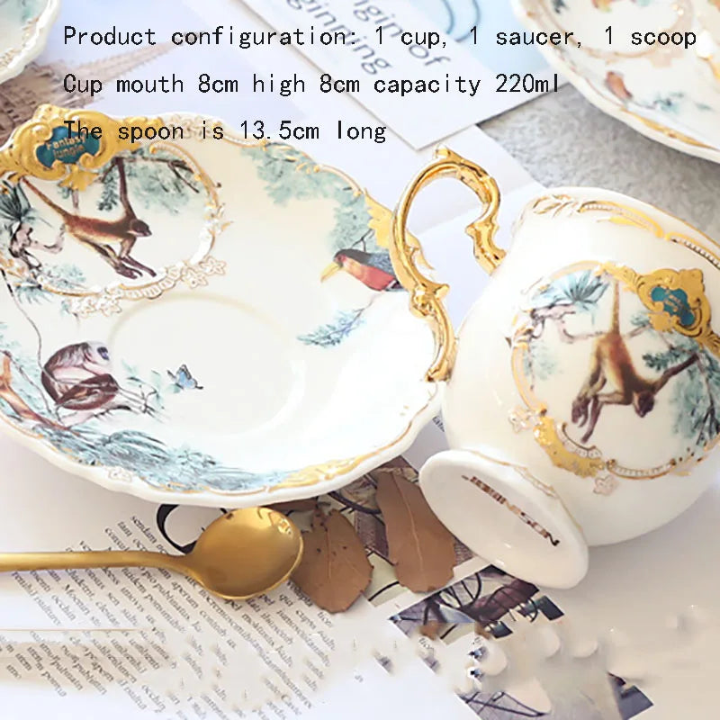 Axya Ceramic Jungle Animal Coffee Cup Set for Table Decoration