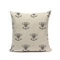 Axyaa Bee Pattern Linen Cushion Cover - Nordic Decorative Throw Pillow Case