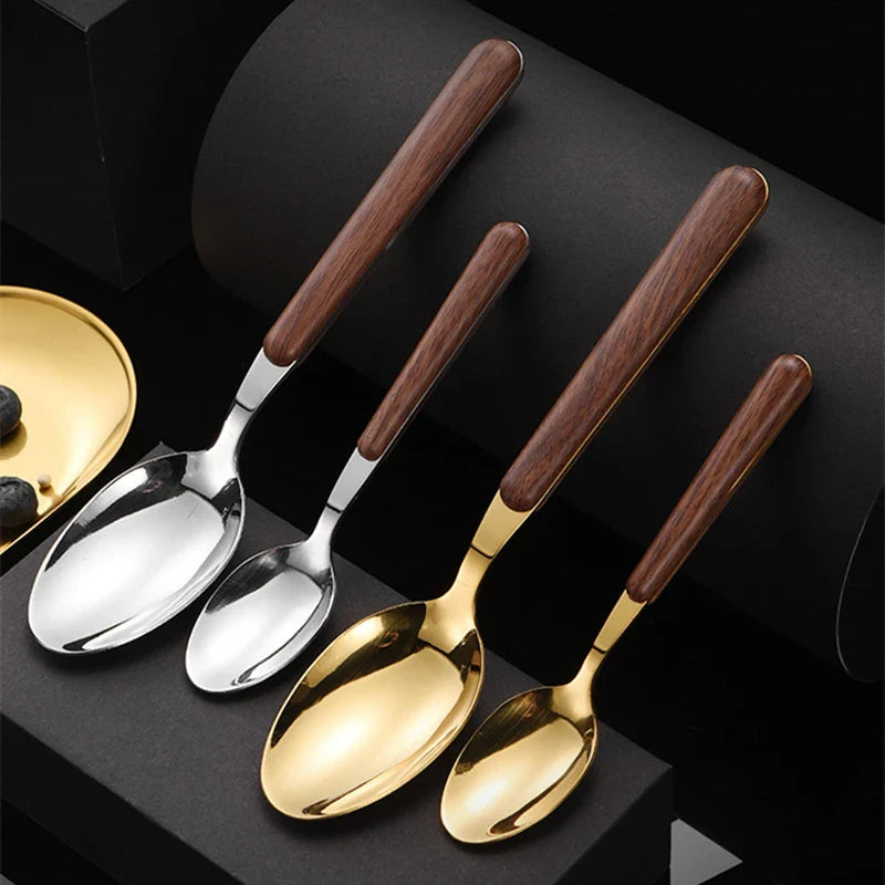 Axyaa Wooden Handle Stainless Steel Cutlery Set