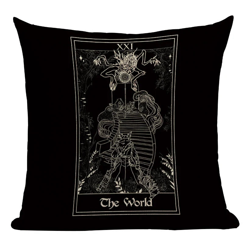 Axyaa Mexico Skull Decor Pillow Cover - Black Tarot Horror Ghost Home Decor