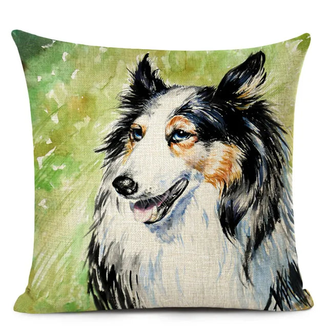 Colourful Bull Terrier & Dachshund 3D Cushion Cover for Home Sofa by Axyaa