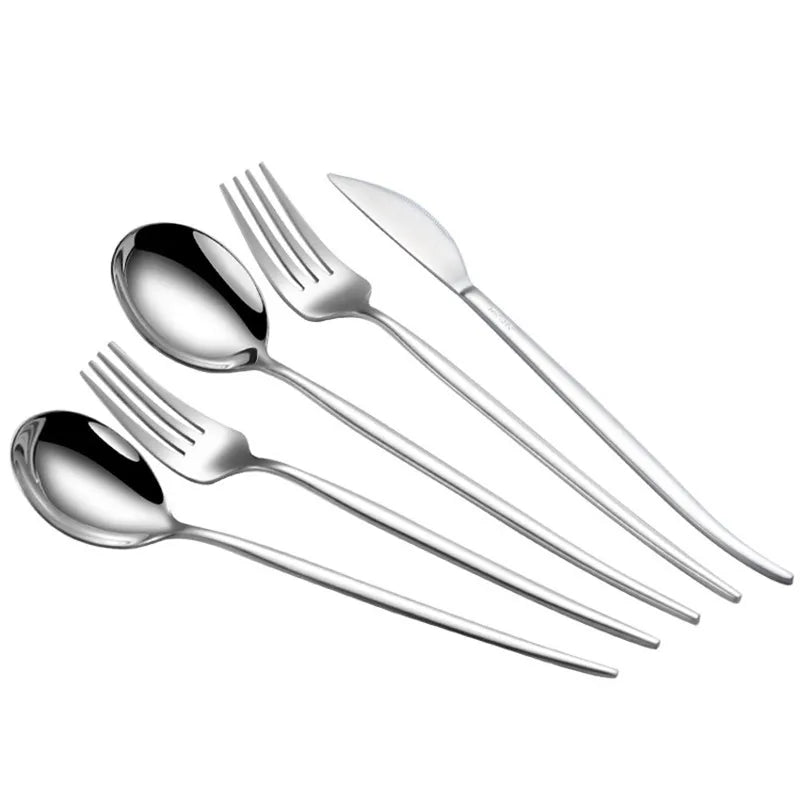 Axyaa Stainless Steel Cutlery Set: Forks, Knives, Spoons - Home Kitchen Dinnerware