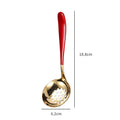 Axyaa Stainless Steel Soup Spoon with Long Handle and Colander - Golden