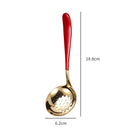 Axyaa Stainless Steel Soup Spoon with Long Handle and Colander - Golden