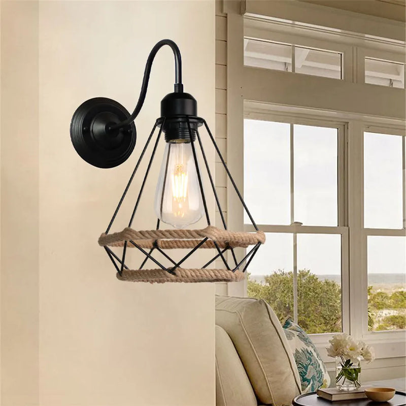 Axyaa Diamond Cage Pendant Light - Black & White Iron Ceiling Lamp for Dining Bedroom E27