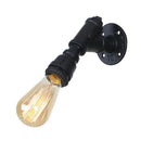 Axyaa Industrial Black Iron Pipe Wall Lamp - Vintage E27 Sconce Fixture