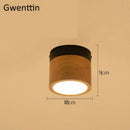 Axyaa Nordic Wood LED Ceiling Light: Modern Iron Wooden Lamp for Home Living Room