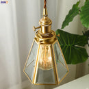 Axyaa Nordic Copper LED Glass Pendant Light for Cafe, Restaurant, Bedroom - Hanging Lamp