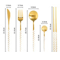 Axyaa Stainless Steel Cutlery Set - Chopsticks, Forks, Spoons, Knife - Kitchen Tableware
