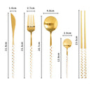 Axyaa Stainless Steel Cutlery Set - Chopsticks, Forks, Spoons, Knife - Kitchen Tableware