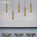 Axya Golden Cylinder Pipe Chandelier Pendant Light - Modern Indoor Kitchen Dining Room Lighting