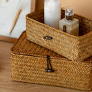 Large Seagrass Storage Basket with Lid by Axyaa – Home Organizer for Clothes & Sundries