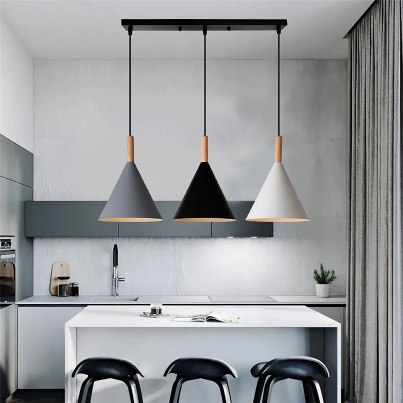 Axyaa Wood Pendant Light: Modern Nordic Dome Hanging Lamp for Home, Cafe, and Kitchen