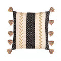 Axyaa Boho Style Gold Embroidered Cotton Pillow Cover, Black Ivory 45x45/30x50cm