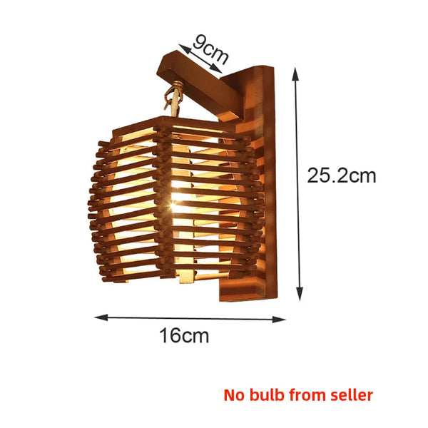 Axyaa Bamboo Wall Lamp: Vintage Chinese E27 Sconce Light for Home, Restaurant, Cafe