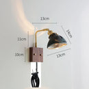 Axyaa Nordic Copper Wall Sconce LED Wall Lamp Wood Canopy Switch