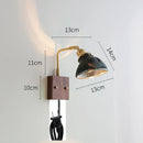 Axyaa Nordic Copper Wall Sconce LED Light with Toggle Switch Wood Canopy