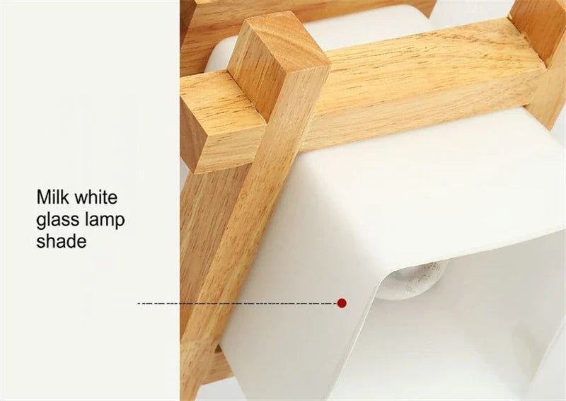 Axyaa Wooden Glass Ceiling Light with E27 LED for Hallways and Balcony