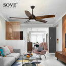 Axya 60" Wood Blade Ceiling Fan with LED Light and Remote Control